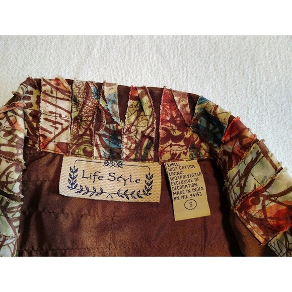 Vtg Lifestyle Rip Stitched Cottagecore Boho Granny Lightweight Jacket Size Small - Picture 6 of 6